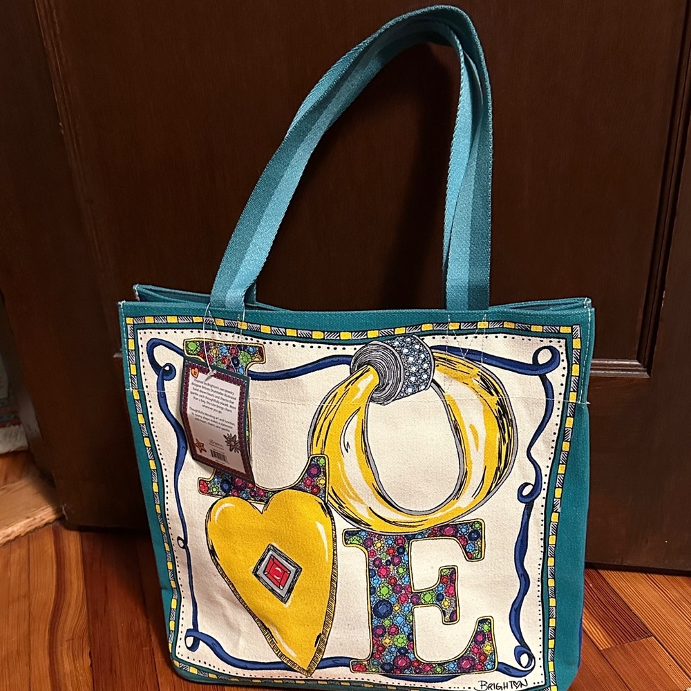 Brighton Teal and Yellow Love Tote Bag